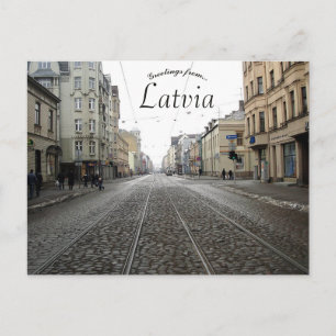 Carte Postale Rue pavée et voies en Lettonie