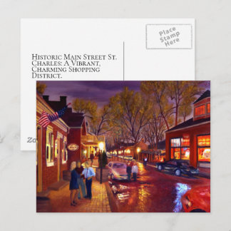 Carte Postale Rue principale de St. Charles sous la pluie, paysa