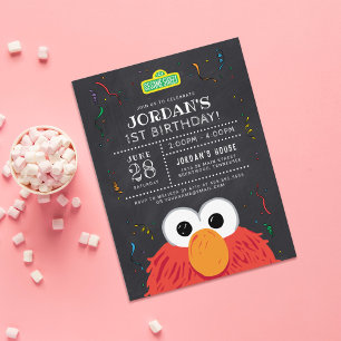 Carte Postale Rue Sésame Elmo Birthday Chalkboard