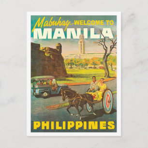 Carte Postale Rues de Manille, Philippines, voyage vintage