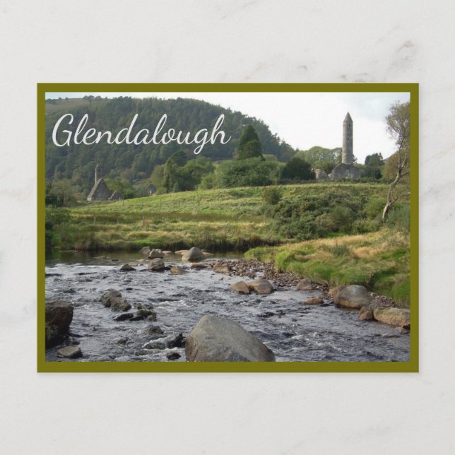 Carte Postale Ruines de Glendalough avec texte (Devant)