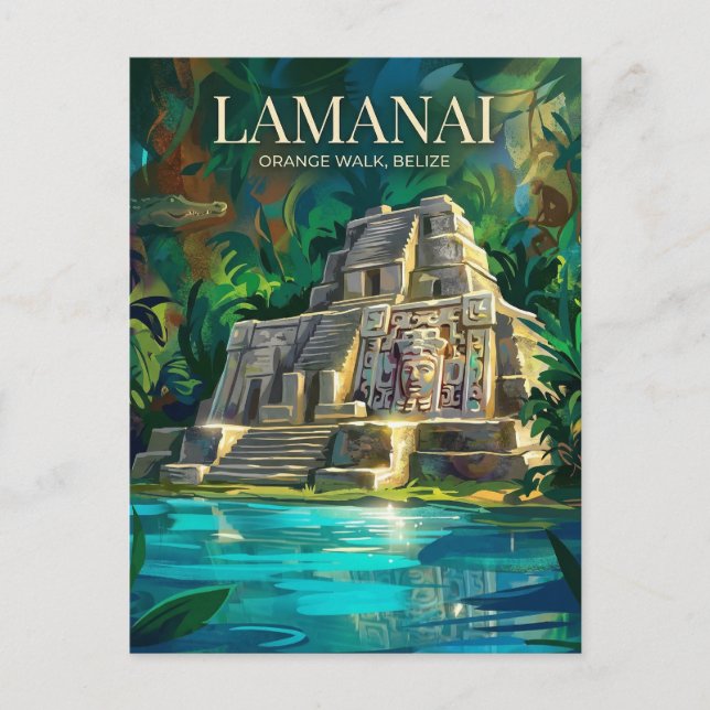 Carte Postale Ruines mayas de Lamanai au Belize (Devant)
