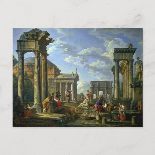 Carte Postale Ruines romaines avec un prophète, 1751 (Devant)