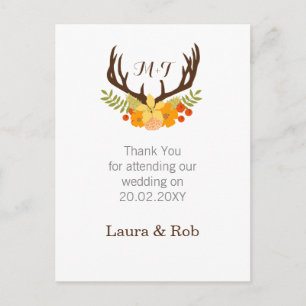 Carte Postale Russe Antler Deer Floral Mariage de bois