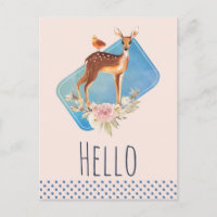 Russe Brown aquarelle cerf sur la pêche Bonjour