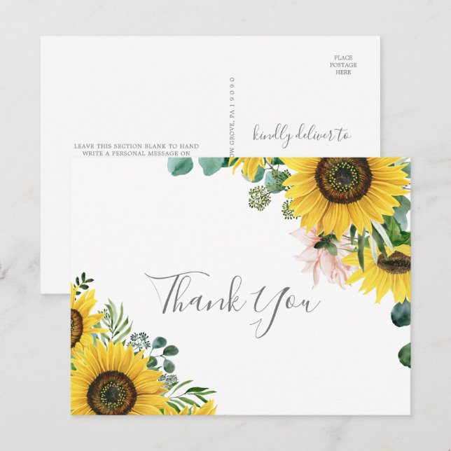 Carte postale Russe Merci de tournesol Eucalyptus (Devant / Derrière)