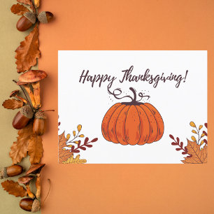 Carte Postale Russe Orange Citrouille et Feuilles d'automne Than