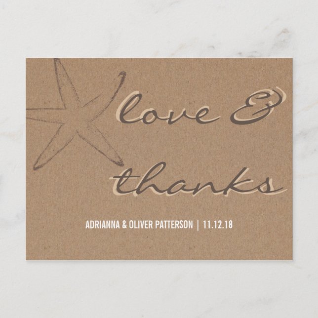 Carte Postale Russie Kraft papier Mariage Starfish Merci (Devant)