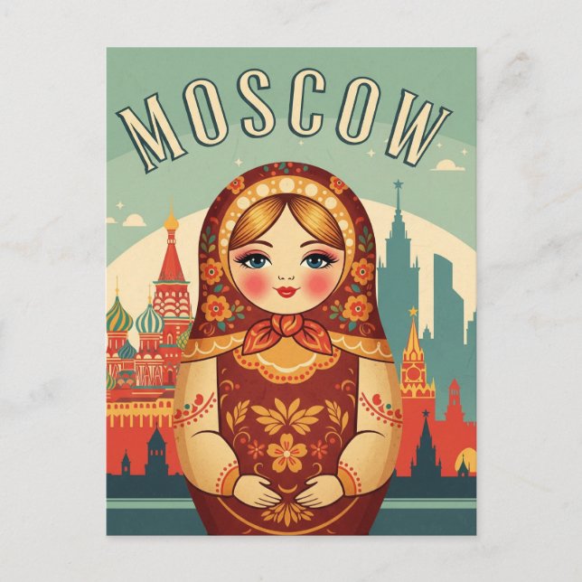 Carte Postale Russie Moscou Matroyshka Poupée Voyage (Devant)