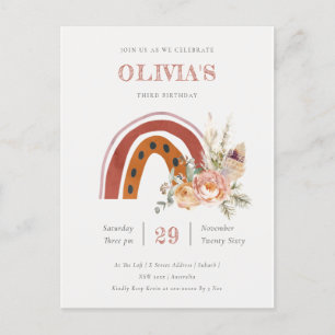 Carte Postale Rust Boho Floral Arc-en-ciel Tout âge Anniversaire