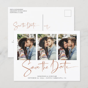 Carte Postale Rust Terracotta Mariage manuscrit Enregistrer la d