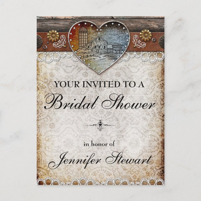 Carte postale Rustic Barn Country Fête des mariées (Devant)