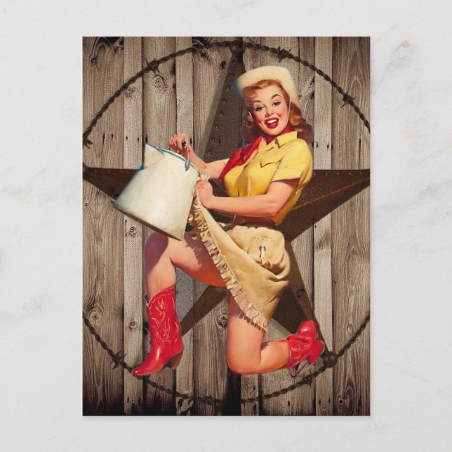 Carte Postale rustic BarnWood Texas star western country cowgirl (Devant)