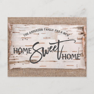 Carte Postale Rustic Birch Home Sweet Home Moving Faire-part