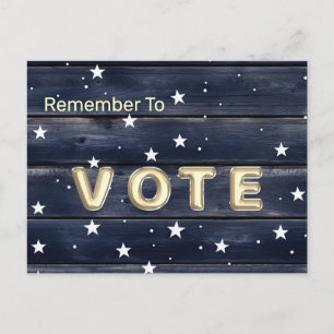 Carte Postale Rustic Blue Wood Stars Vote