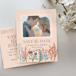 Carte Postale Rustic Boho Fleur sauvage Wedding Save the Date Ph