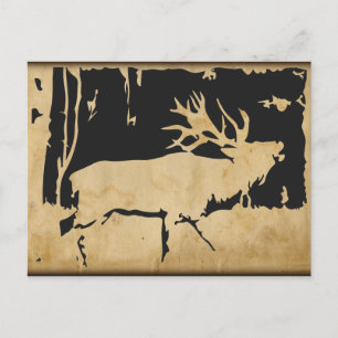 Carte Postale Rustic Elk Faune Papier Vintage Nature Chasse