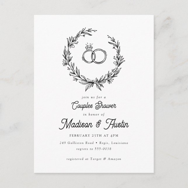 Carte Postale Rustic Farmhouse Couples nuptiale douche Invitatio (Devant)