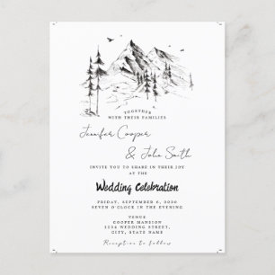 Carte Postale Rustic Forest Mountain Sketch Destination Mariage
