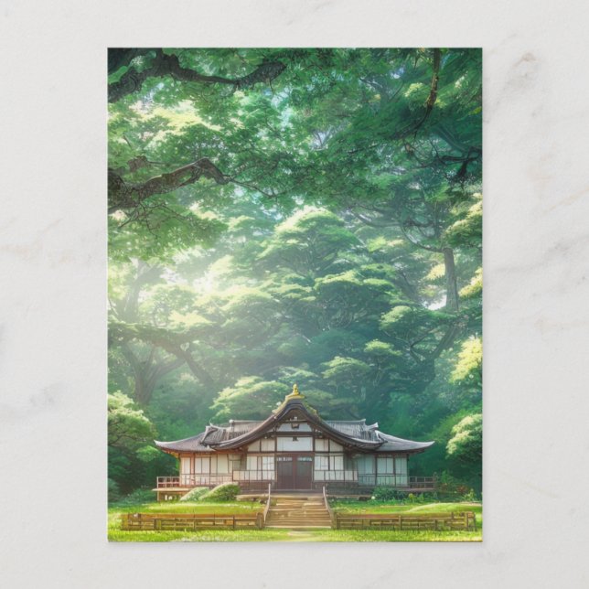 Carte Postale Rustic Haven, Maison japonaise en bois (Devant)