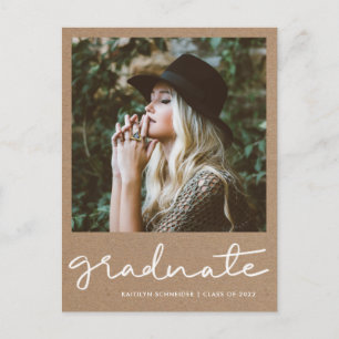 Carte Postale Rustic Kraft Paper Graduation Party Enregistrer La