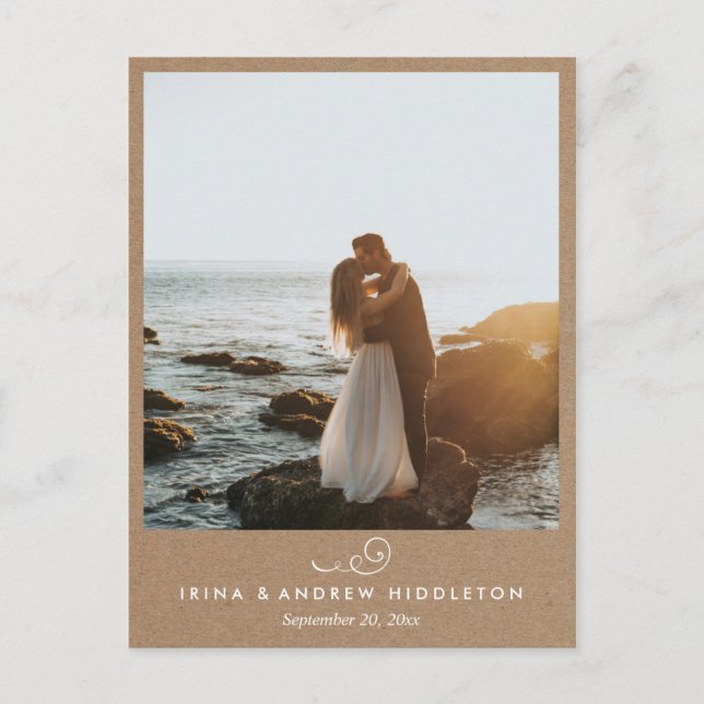 Carte Postale Rustic Kraft Papier Amour Et Merci Photo Mariage (Devant)