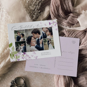 Carte Postale Rustic Lilac Multi Photo Mariage Gratitud y Amor