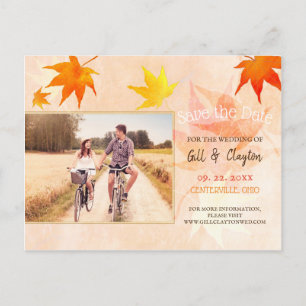 Carte Postale Rustic Maple Mariage Photo Enregistrer la date