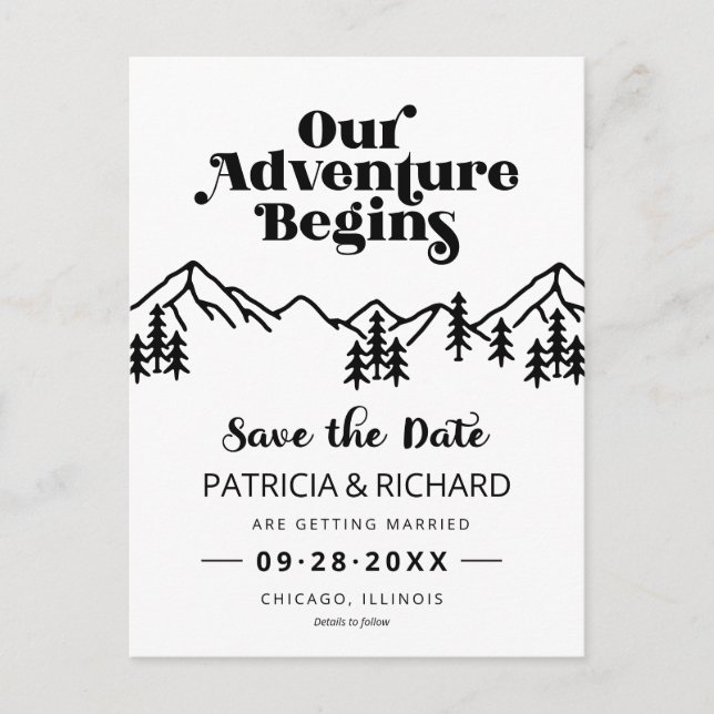 Carte Postale Rustic Mountains Mariage Extérieur Enregistrer La  (Devant)
