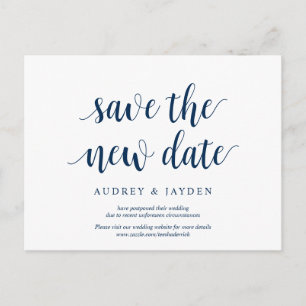 Carte Postale Rustic Navy Blue, Sauvez la nouvelle date, vous av