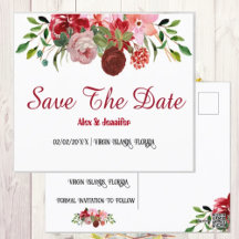 Rustic Red Roses Floral Enregistrer la date Annonc