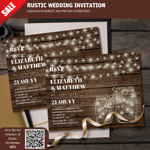 Carte Postale RUSTIC RSVP Mason Jars Chaînes Éclairages Budget
