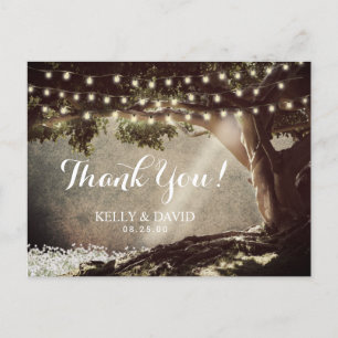Carte Postale Rustic String éclaire le Merci Vintage de l'arbre