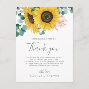 Carte Postale Rustic Sunflower Thank