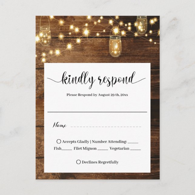 Carte Postale  Rustic Wedding RSVP  (Devant)