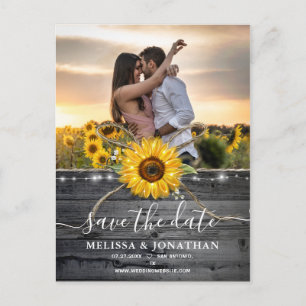 Carte Postale Rustic Wood Country Sunflower Photo Enregistrer la