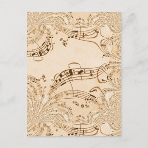 Carte Postale Rustique Antique Musical Notes
