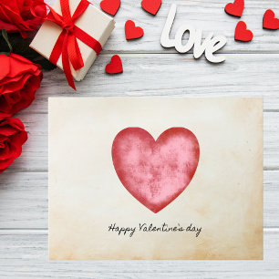 Carte Postale Rustique Aquarelle Coeur Saint-Valentin