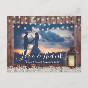 Carte Postale Rustique Barne lanterne lumières Merci photo