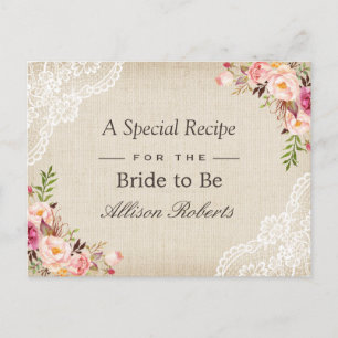 Carte Postale Rustique Burlap Dentelle Florale Mariée Pour Être 