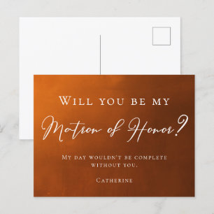 Carte Postale Rustique Burnt Orange Serez-vous mon maître d'honn