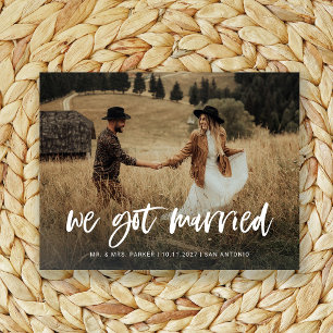 Carte Postale Rustique Décontracté Script Photo Elopement Faire-