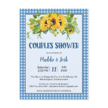 Rustique En vichy Tournesols Couple Shower Invitat