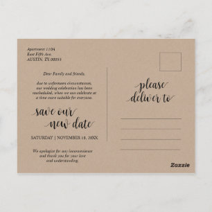 Carte Postale Rustique Kraft, l'amour est patient, mariage repor
