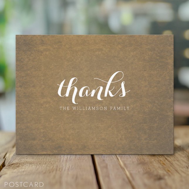 Carte Postale Rustique Kraft Print - Merci Famille Thanksgiving (Custom Postcard)