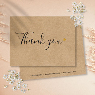 Carte Postale Rustique Kraft Simple Script Merci d'entreprise