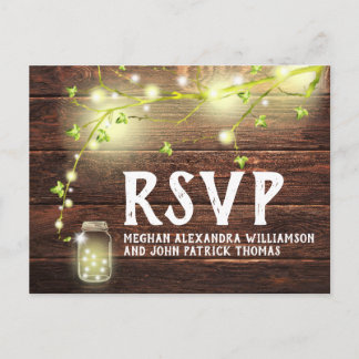 Carte Postale Rustique Pays Bois Mason Jar Lumières RSVP