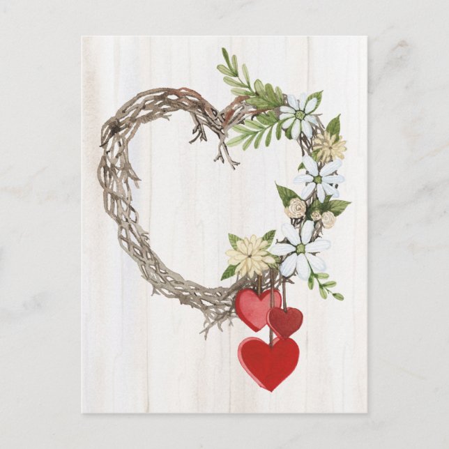 Carte Postale Rustique Valentine Heart Wreath II (Devant)