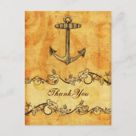 Carte Postale rustique, vintage, ancre nautique merci