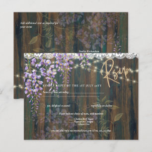 Carte Postale Rustique Wisteria Dentelle en bois Lumières Mariag